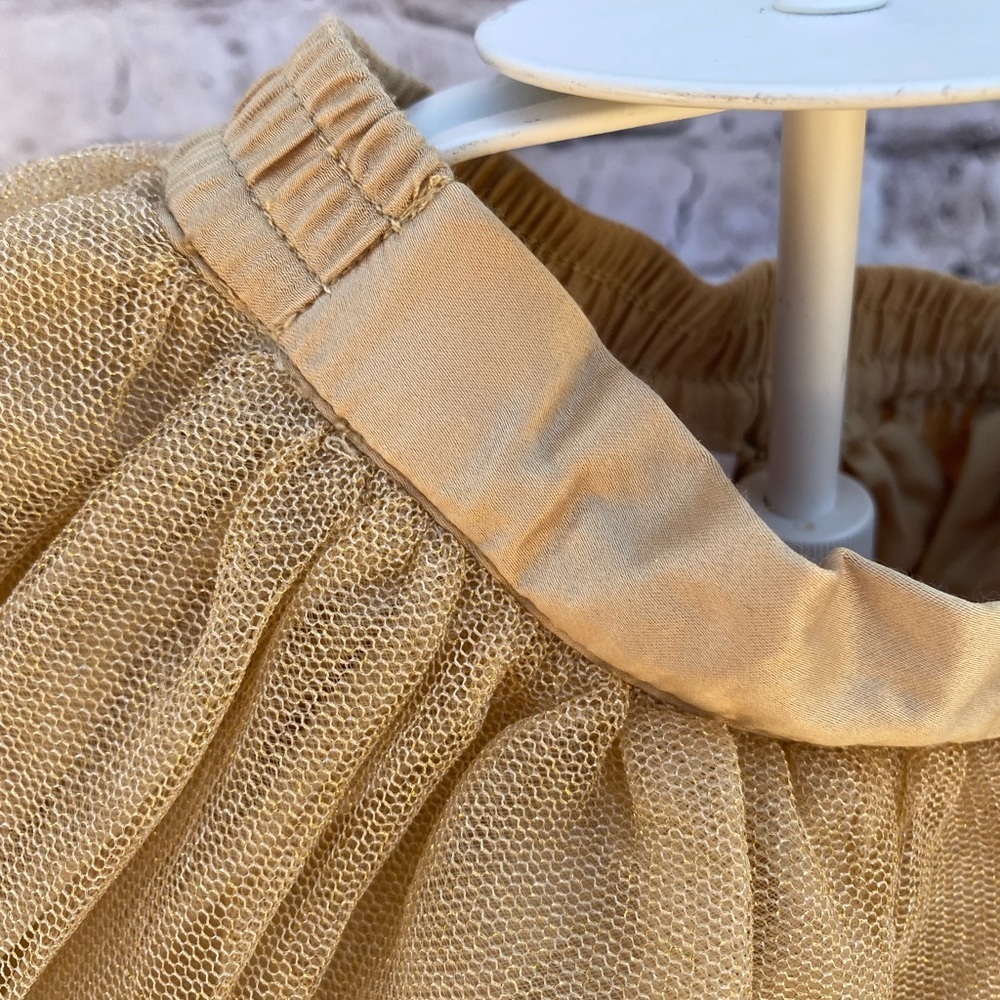 Girls gold Tulle satin waist skirt - Picture 3 of 5
